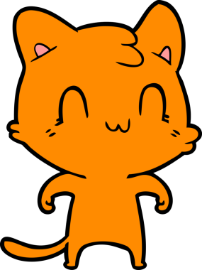 Bir insan tarafından çizilmiş mutlu bir kedi.