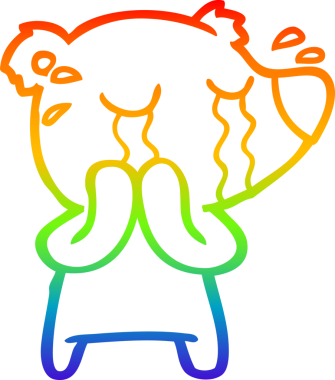 Bir insan tarafından çizilmiş ağlayan kutup ayısının çizgi çizimi.