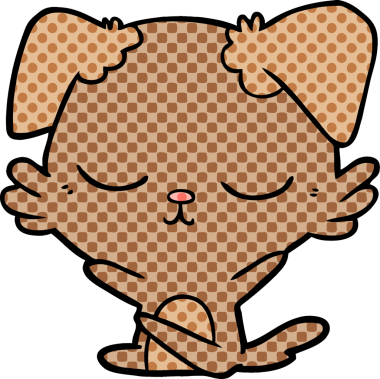 Bir insan tarafından çizilmiş şirin bir çizgi film köpeği.