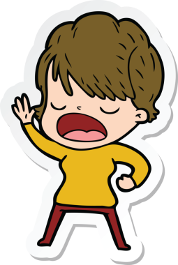 Bir insan tarafından çizilmiş bir karikatür kadının çıkartması.