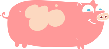 Bir insan tarafından çizilmiş domuzun düz renk çizimi