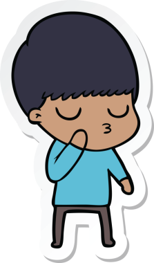 Bir insan tarafından çizilmiş sakin bir çocuğun çıkartması.