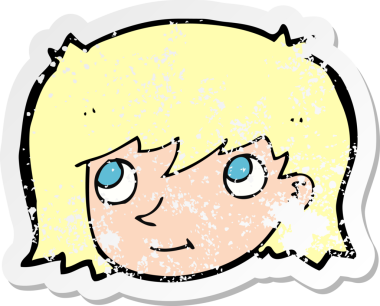 Bir insan tarafından çizilmiş bir karikatür kadın yüzünün gerilimli yapıştırması.