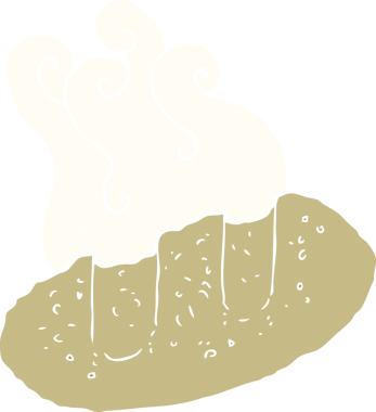 Bir insan tarafından çizilen ekmeğin düz renk çizimi