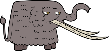 Bir insan tarafından çizilmiş tüylü mamut çizgi filmi.