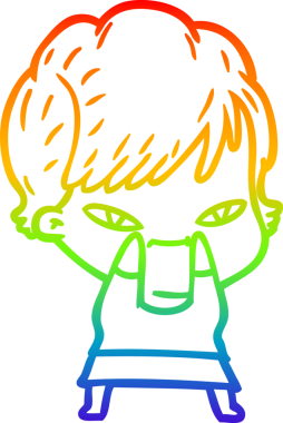 gökkuşağı gradyan çizimi bir insan tarafından çizilmiş mutlu bir kadın çizgi