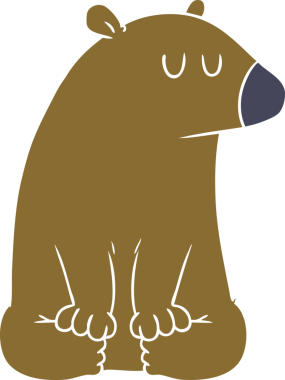 Bir insan tarafından çizilmiş düz renkli çizgi film ayısı