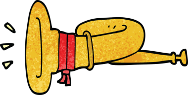 bir insan tarafından çizilmiş karalama kıvrımlı boynuz enstrümanı