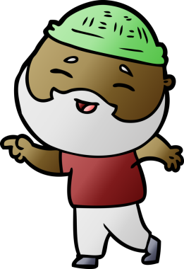 Bir insan tarafından çizilmiş mutlu sakallı bir adam.