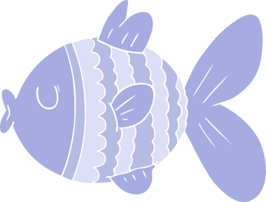 Bir insan tarafından çizilmiş düz renkli karikatür balığı