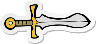 Bir insan tarafından çizilmiş karikatür kılıcının çıkartması.