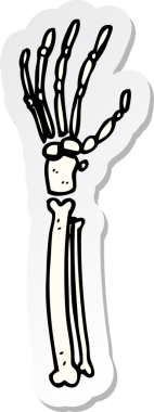 Bir insan tarafından çizilmiş bir iskelet elin çıkartması.