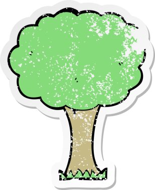 Bir insan tarafından çizilmiş karikatür ağacının sıkıntılı çıkartması.