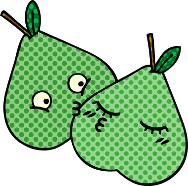 bir insan tarafından çizilmiş yeşil bir armut çizgi romanı