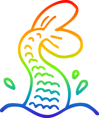 gökkuşağı gradyan çizgi çizimi bir insan tarafından çizilmiş bir denizkızı kuyruğu