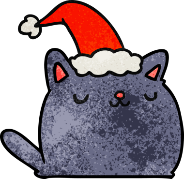 Bir insan tarafından çizilmiş kawaii kedisinin el yapımı karikatürü.