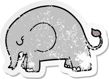 Bir insan tarafından çizilmiş şirin bir filin sıkıntılı çıkartması