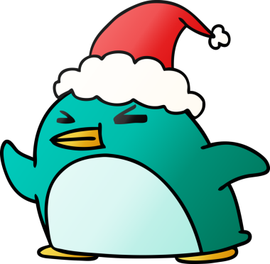 Bir insan tarafından çizilmiş Kawaii pengueninin el çizimi gradyanı.