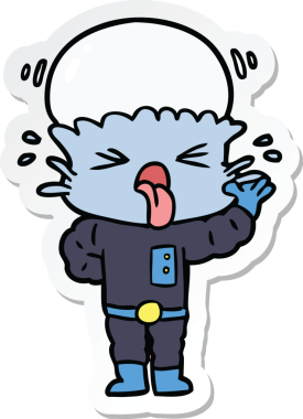 Bir insan tarafından çizilmiş iğrenç bir çizgi film uzaylısının çıkartması.