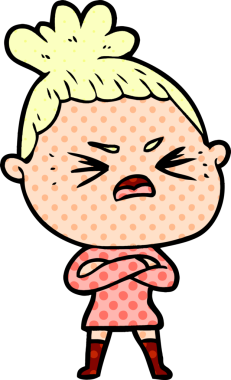 Bir insan tarafından çizilmiş kızgın bir kadın.