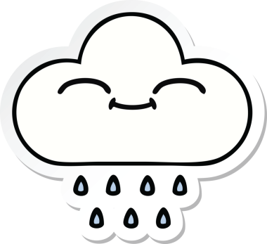 Bir insan tarafından çizilmiş şirin bir yağmur bulutunun çıkartması.