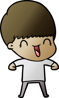 Bir insan tarafından çizilmiş mutlu çizgi film çocuğu.