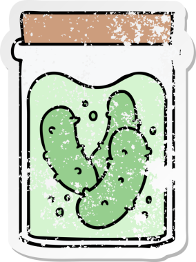 Bir insan tarafından çizilmiş turşu turşusu kavanozu.