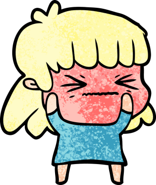 Bir insan tarafından çizilmiş kızgın bir kız.