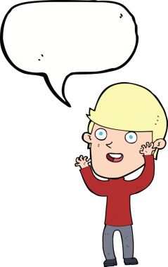 Bir insan tarafından çizilmiş konuşma balonlu mutlu adam çizgi filmi.