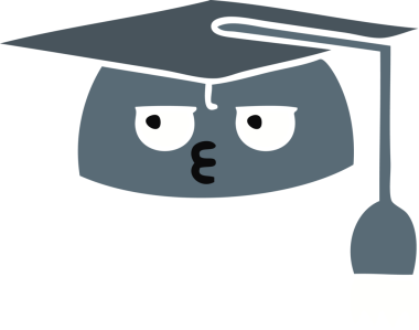 Bir insanın çizdiği mezuniyet şapkasının düz renkli retro karikatürü.