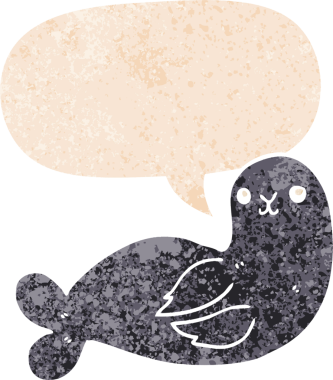 grunge ile konuşma balonu ile karikatür mühür sıkıntılı retro stil bir insan tarafından çizilmiş