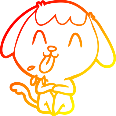 Bir insan tarafından çizilmiş sevimli bir köpeğin sıcak çizgi çizgisi.