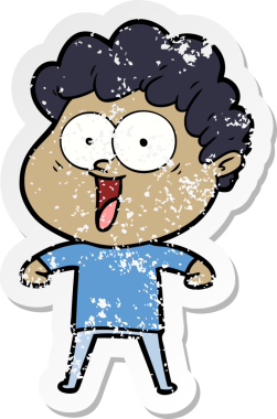 Bir insan tarafından çizilmiş mutlu bir adamın sıkıntılı çıkartması.