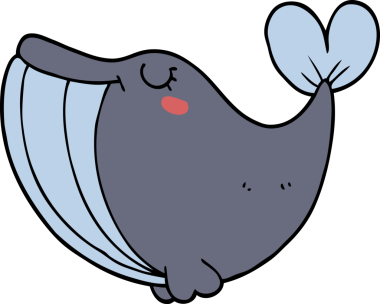 Bir insan tarafından çizilmiş çizgi film balinası