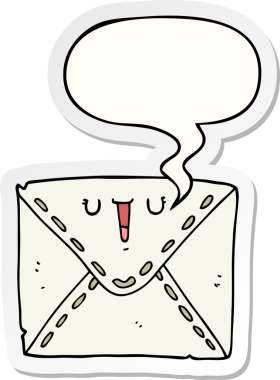 bir insan tarafından çizilmiş konuşma balonu etiketli karikatür zarfı