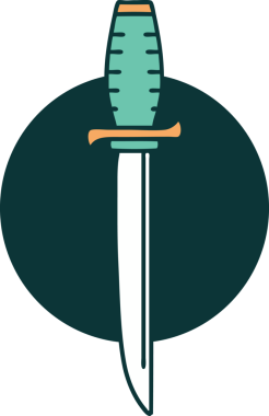 Bir insan tarafından çizilmiş bir hançerin ikonik dövme şekli