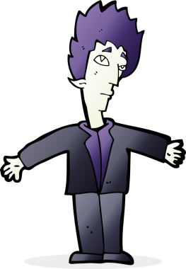 Bir insan tarafından çizilmiş vampir adam çizgi filmi.