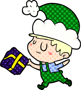 Bir insan tarafından çizilmiş mutlu noel elfi.