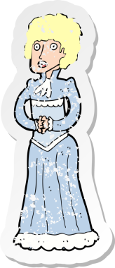 Bir insan tarafından çizilmiş Viktorya Dönemi 'ne ait bir karikatürün gerilimli çıkartması.