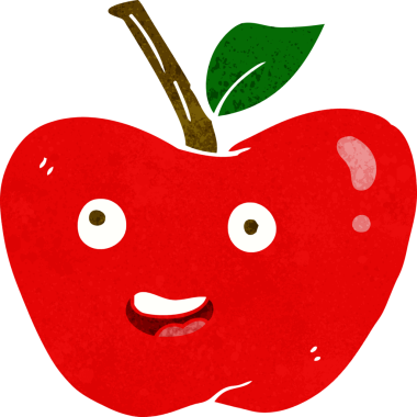 bir insan tarafından çizilmiş elma karikatürü