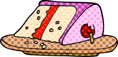 Bir insan tarafından çizilmiş bir pasta dilimi.