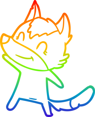 Gökkuşağı gradyan çizgisi. Bir insan tarafından çizilmiş dost bir kurt çizgi filmi.