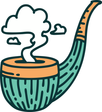 Bir insan tarafından çizilmiş sigara içen piposunun sembolik dövmesi.