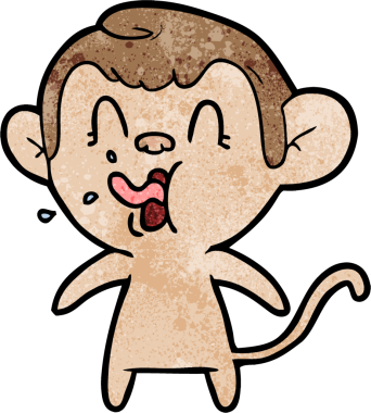 Bir insan tarafından çizilmiş çılgın çizgi film maymunu