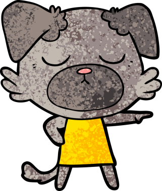 Bir insan tarafından çizilmiş şirin bir çizgi film köpeği.