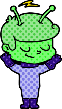 Bir insan tarafından çizilmiş dost canlısı çizgi film uzay adamı.