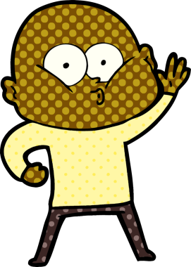 Bir insan tarafından çizilmiş kel bir adam.