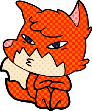 Bir insan tarafından çizilmiş akıllı çizgi film tilkisi.