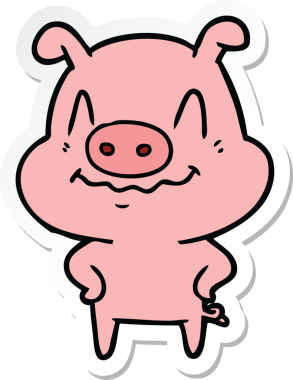 Bir insan tarafından çizilmiş sinirli bir domuzun çıkartması.