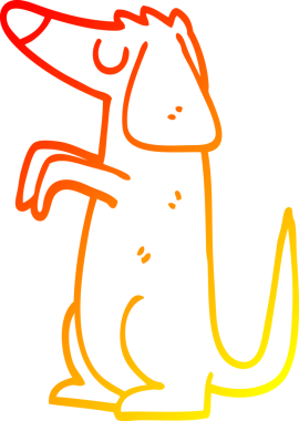 Bir insan tarafından çizilmiş iyi huylu bir köpeğin sıcak çizgi çizimi